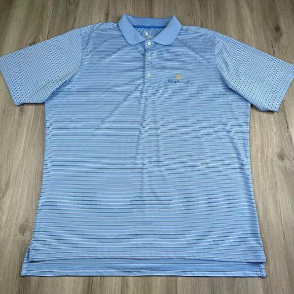 F&G Tech Polo Shirt Striped Lightweight Golf Mens XL Old Memorial Golf Club - Picture 2 of 11